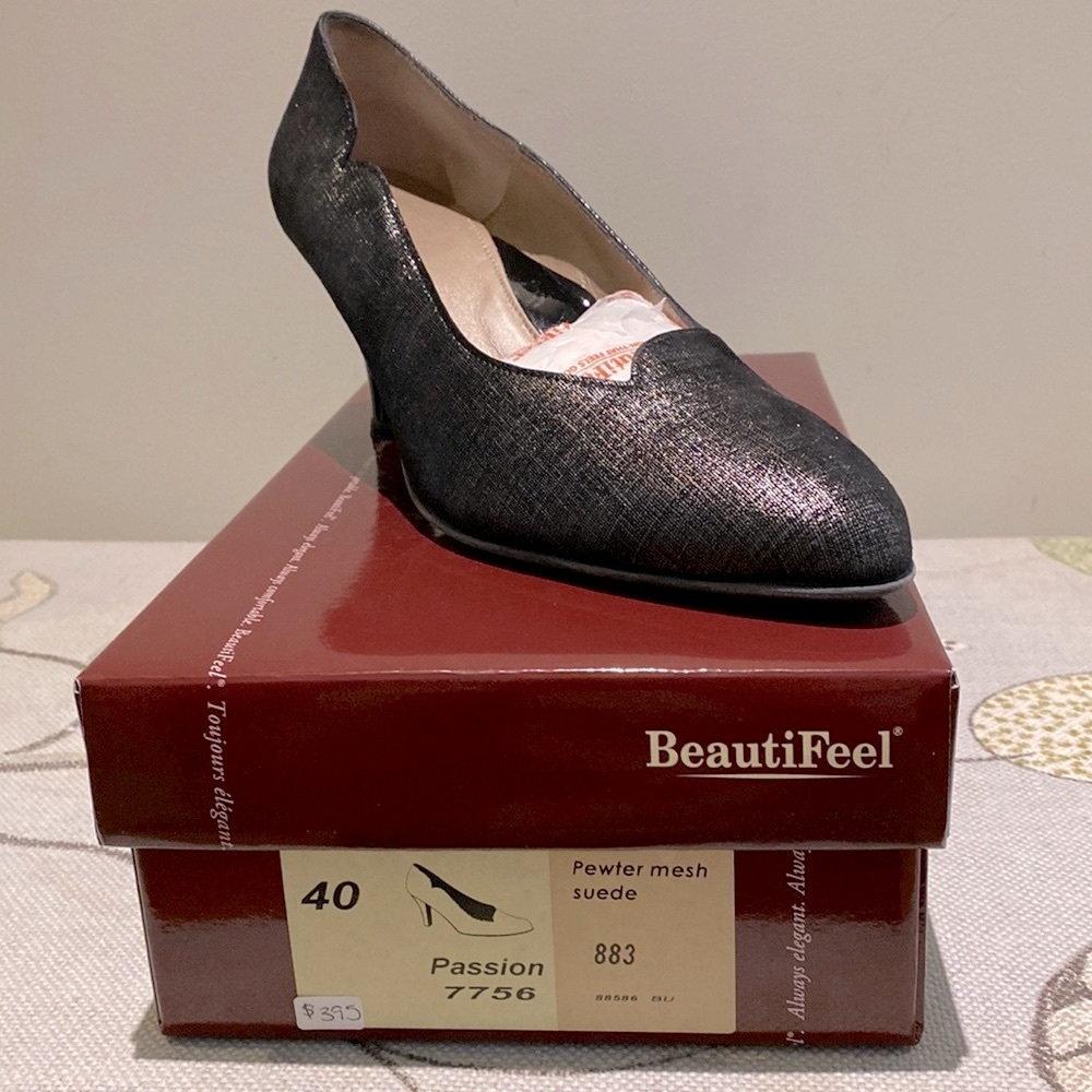 Beautifeel Passion Shoe in Pewter Mesh Suede Size 40